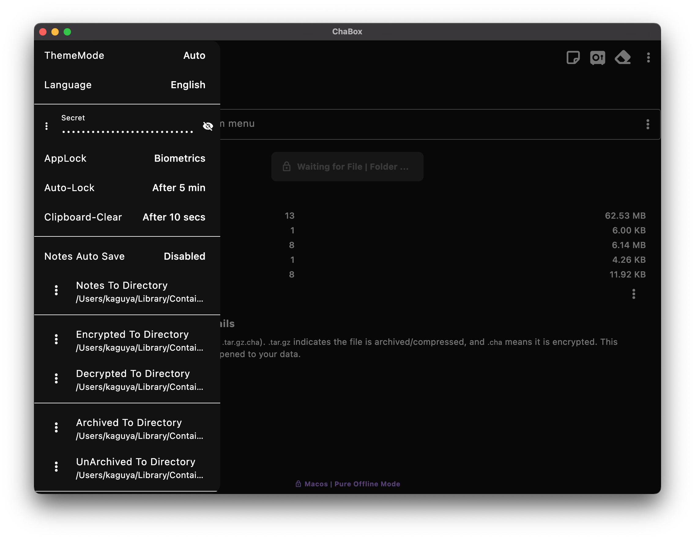 App Settings & Password Management