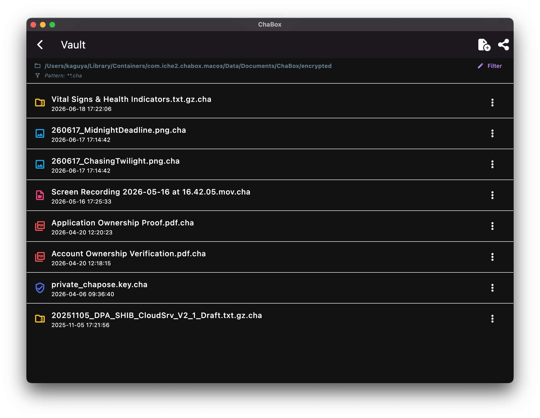 File Vault List View
